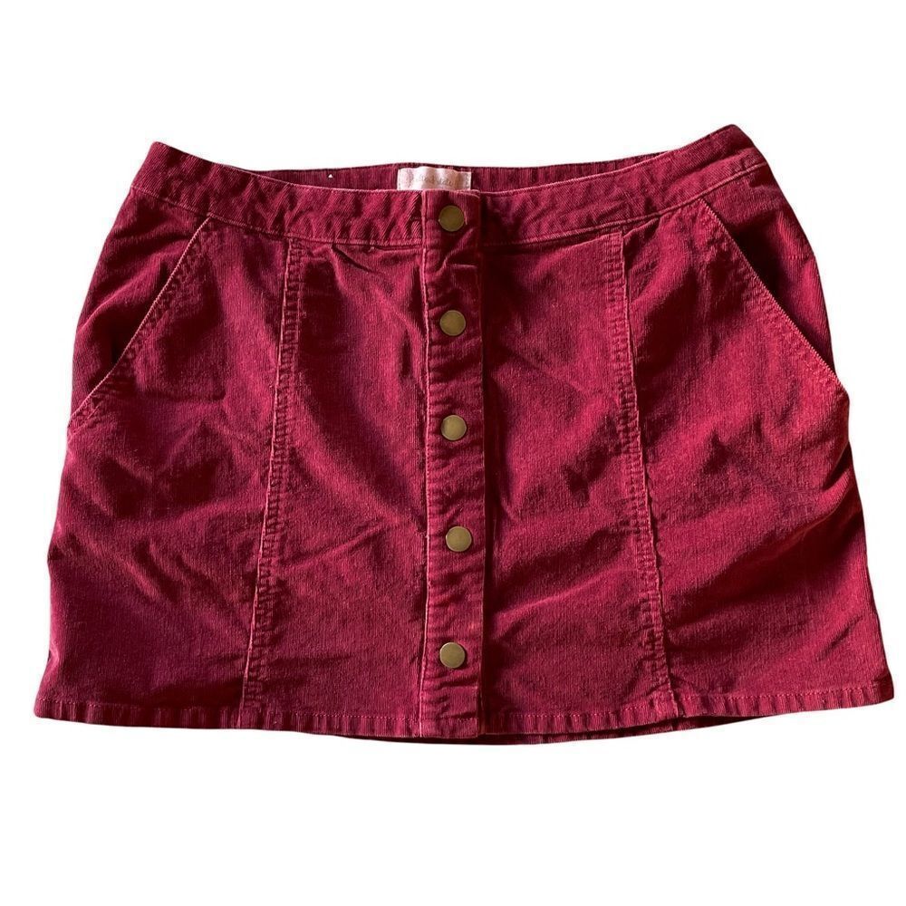 Altar’d State Maroon Corduroy Mini Skirt - Size L